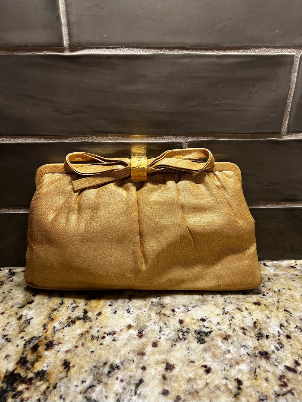 Metallic Gold Colored Evening Clutch Handbag Vintage 1950’s